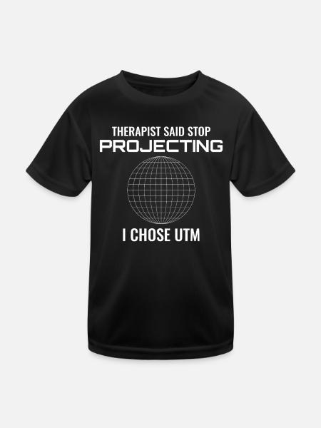 UTM Projektion GIS Geodäsie Vermessungskarte - Kinder Funktions-T-Shirt - Schwarz