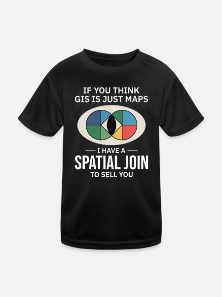 GIS Spatial Join Map Data Analysis - Kids Functional T-Shirt - black - Front
