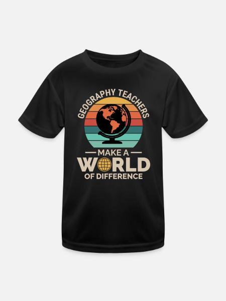 Geographielehrer Globus Weltunterschied - Kinder Funktions-T-Shirt - Schwarz - Vorne