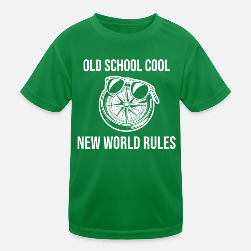 Old School Cool New World Rules Compass Kids Functional T-Shirt