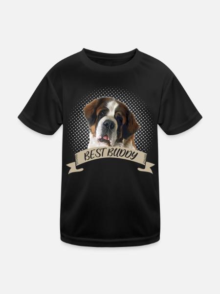 Bernhardiner Geschenke Bester Freund Hundeportrait - Kinder Funktions-T-Shirt - Schwarz - Vorne