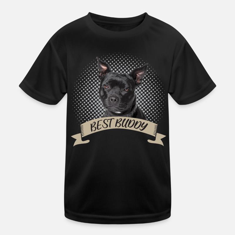 American Staffordshire Terrier Black Kids Functional T-Shirt