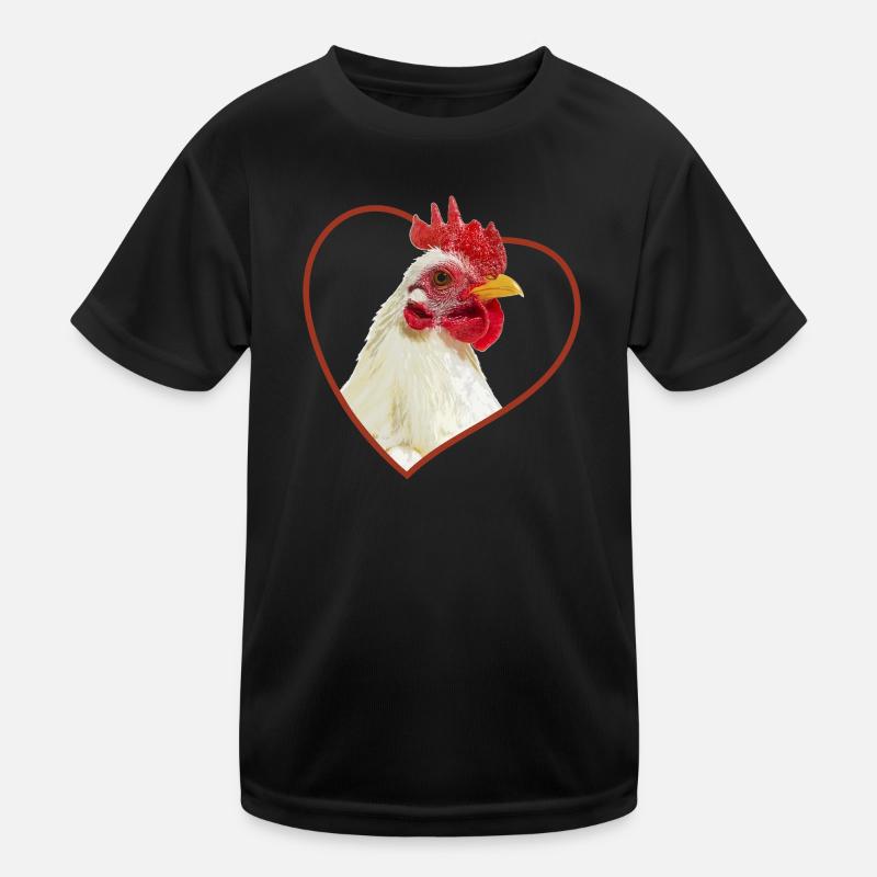 Huhn im Herz Hahn Hühnerhalter Kinder Funktions-T-Shirt