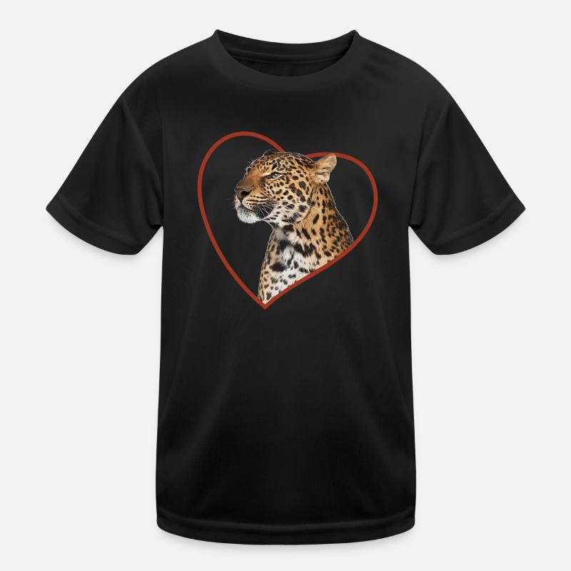 Leopard im Herz Kinder Funktions-T-Shirt