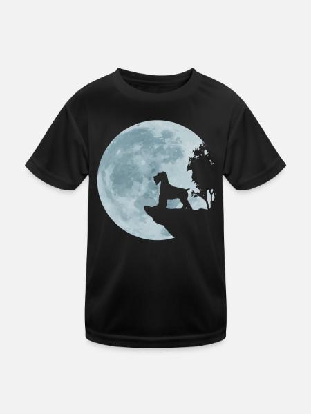 Miniature Schnauzer Full Moon Dog Schnauzer Gift - Kids Functional T-Shirt - black - Front
