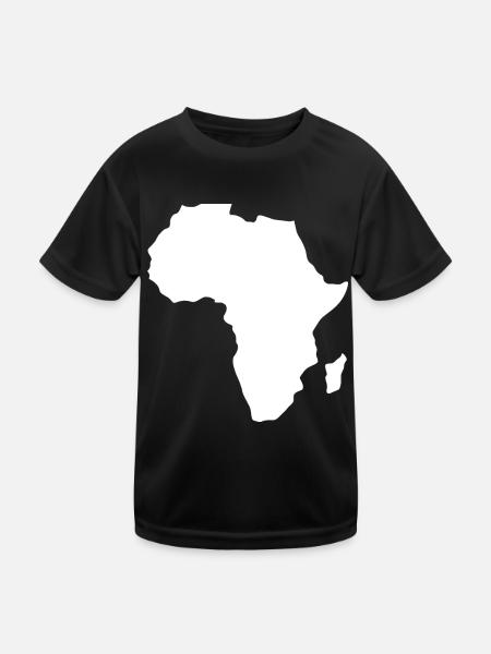 Afrika Kontinent Karte weiß - Kinder Funktions-T-Shirt - Schwarz - Vorne