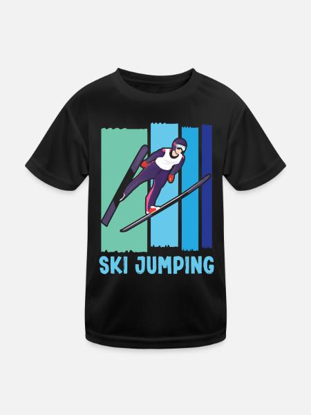 Ski jumping Ski jumping Ski jumping - Kids Functional T-Shirt - black - Front