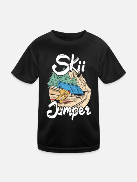 Ski jumping Ski jumping Ski jumping - Kids Functional T-Shirt - black - Front