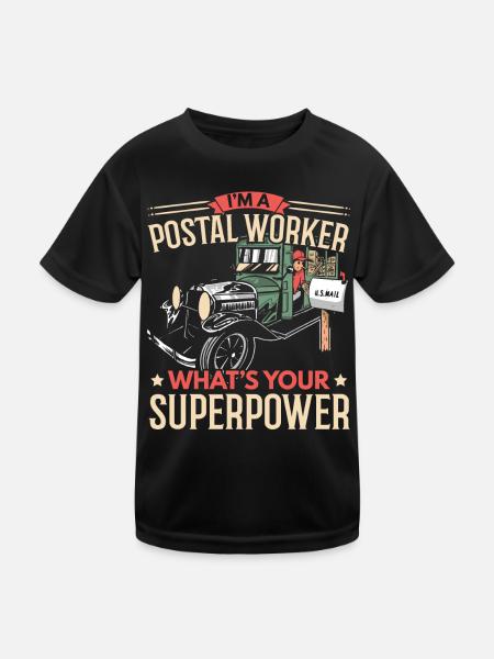 Ich bin ein Postangestellter Was ist deine Superkr - Kinder Funktions-T-Shirt - Schwarz - Vorne