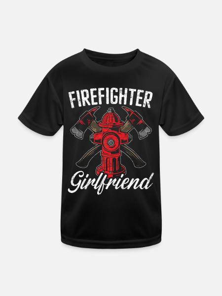 Firefighter Girlfriend Firefighting Firefighter - Kids Functional T-Shirt - black - Front
