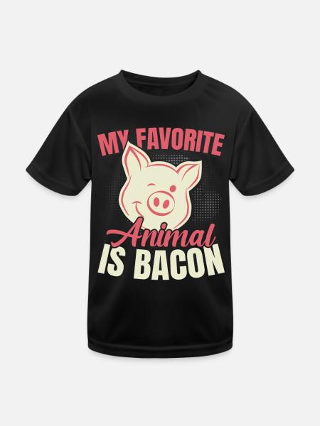 My favorite animal is bacon meat lover Spec - Kids Functional T-Shirt - black - Front