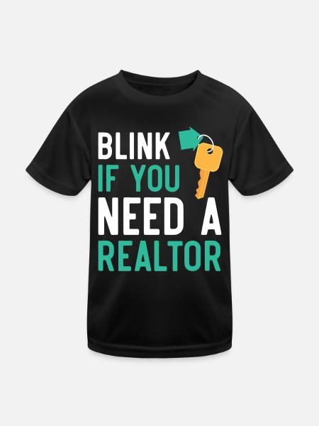 Blink when you brew a real estate agent - Kids Functional T-Shirt - black - Front