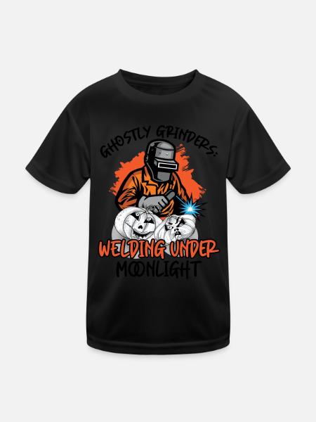 Gespenstische Grinder: Schweißen im Mondschein - Kinder Funktions-T-Shirt - Schwarz - Vorne