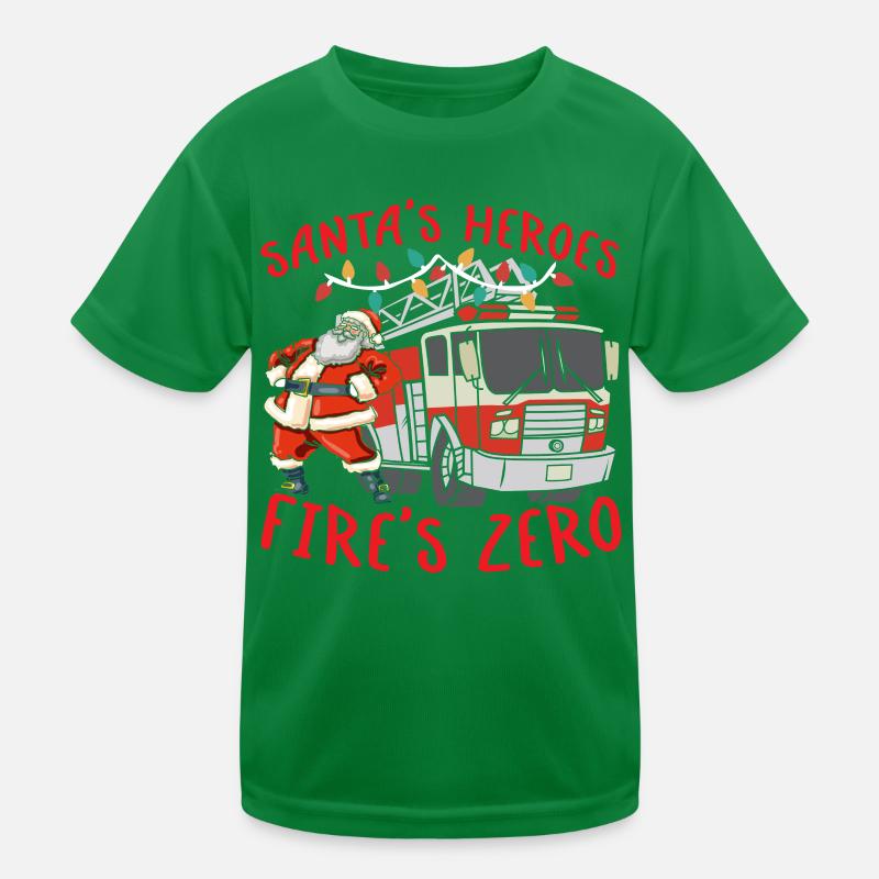 Santa's Heroes Feuerwehr Null Brandbekämpfung Weih Kinder Funktions-T-Shirt