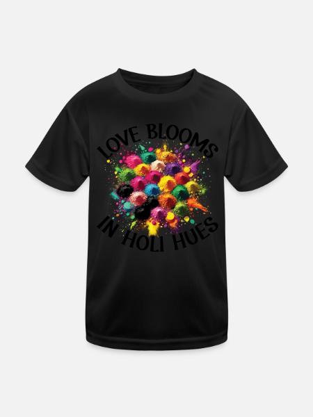 Happy Holi Grüße Hinduismus Indisches Fest - Kinder Funktions-T-Shirt - Schwarz - Vorne