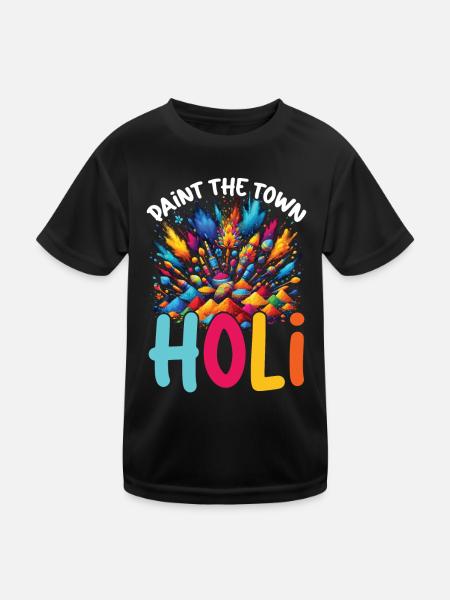 Happy Holi Grüße Hinduismus Indisches Fest - Kinder Funktions-T-Shirt - Schwarz - Vorne
