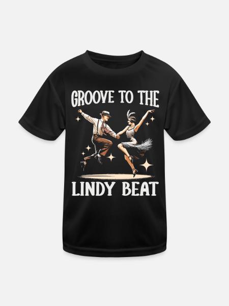 Lindy Hop Dancer Swinging Dancing Swing Dance - Kids Functional T-Shirt - black - Front