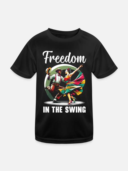 Lindy Hop Dancer Swinging Dancing Swing Dance - Kids Functional T-Shirt - black - Front