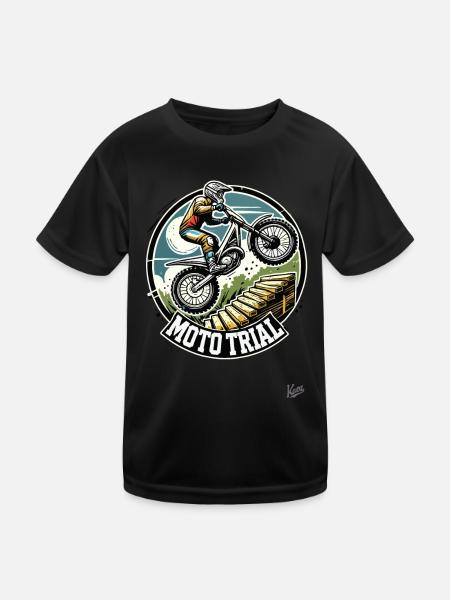 Moto Trial Motocross - Kids Functional T-Shirt - black - Front