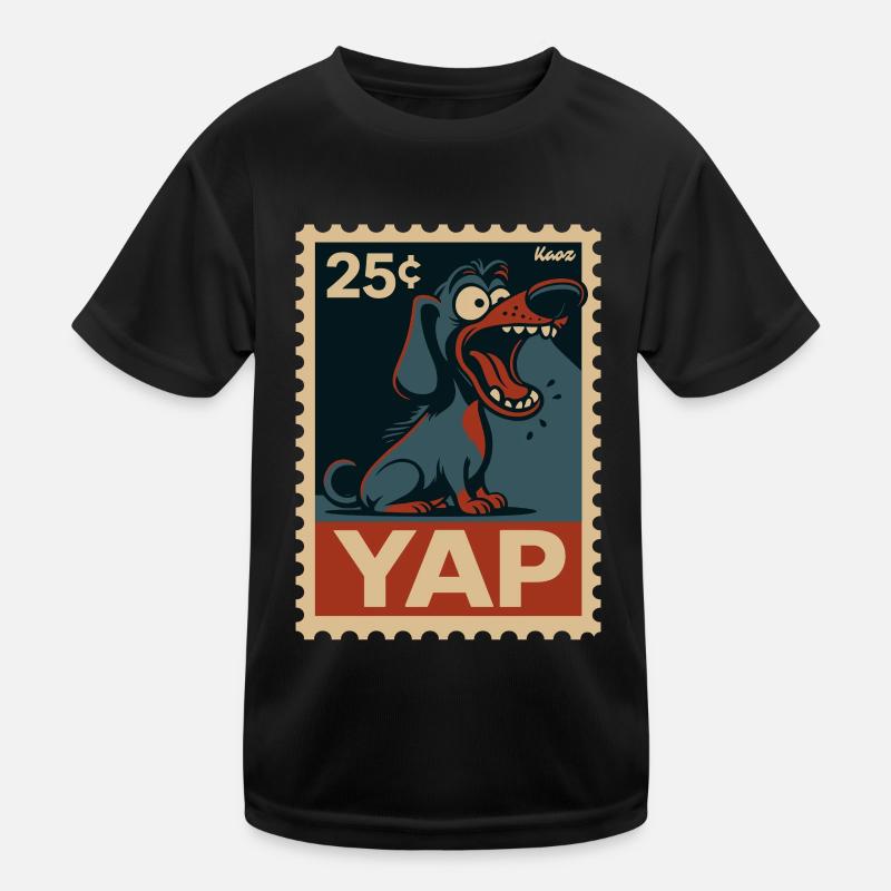Teckel comique sur timbre-poste avec Yap T-shirt sport Enfant