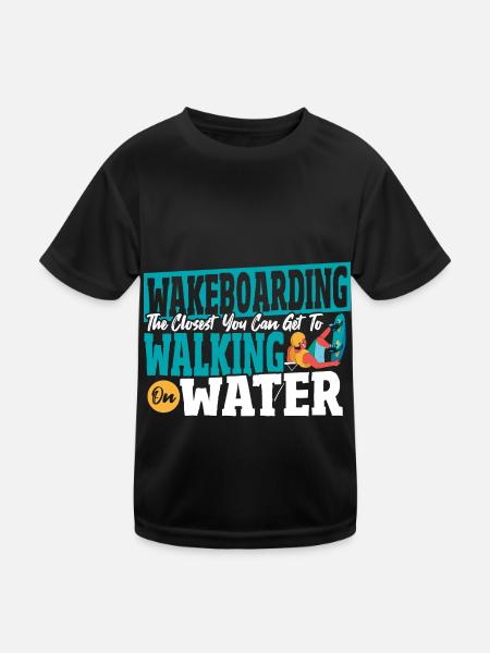 Wasserski Sport Wassersport Wakeboarden Wakeboar - Kinder Funktions-T-Shirt - Schwarz - Vorne