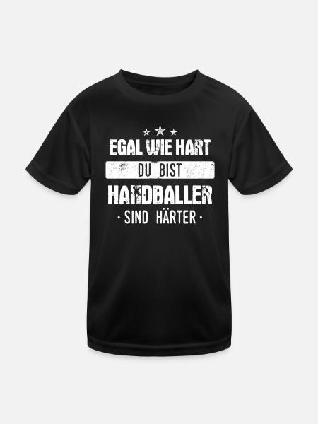 Handball Handballer Handballspieler Spruch - Kinder Funktions-T-Shirt - Schwarz - Vorne