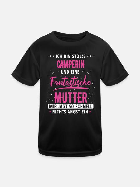 Camping Wohnwagen Camper Wohnmobil Campen - Kinder Funktions-T-Shirt - Schwarz - Vorne