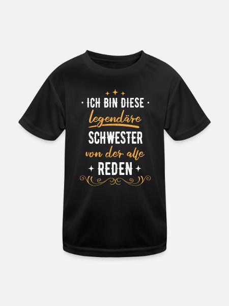 Schwester Schwestern Geschwister Familie Spruch - Kinder Funktions-T-Shirt - Schwarz - Vorne