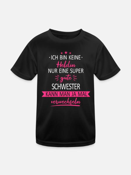 Schwester Schwestern Geschwister Familie Spruch - Kinder Funktions-T-Shirt - Schwarz - Vorne