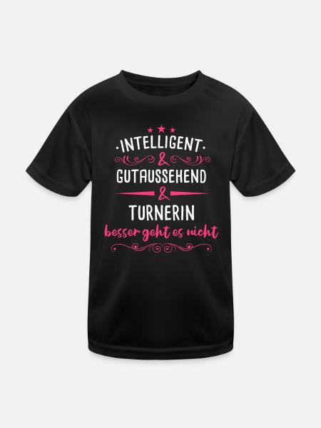 Turnen Turner Bodenturnen Geräteturnen Spruch - Kinder Funktions-T-Shirt - Schwarz - Vorne
