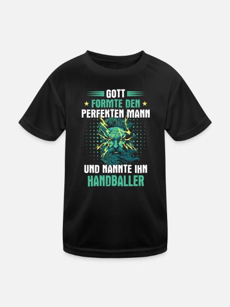 Handball Handballer Handballspieler Spruch - Kinder Funktions-T-Shirt - Schwarz - Vorne
