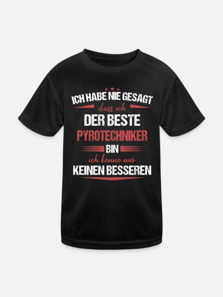 Pyrotechniker Feuerwerk Pyro Sprengmeister Spruch - Kinder Funktions-T-Shirt - Schwarz - Vorne