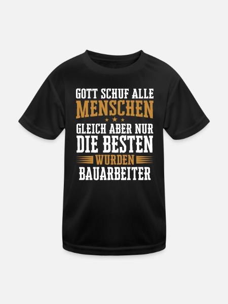 Bauarbeiter Baustelle Baggerfahrer Spruch - Kinder Funktions-T-Shirt - Schwarz - Vorne