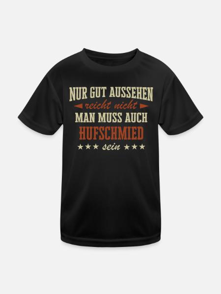 Hufschmied Hufe Schmied Tierhufen Hufeisen Spruch - Kinder Funktions-T-Shirt - Schwarz - Vorne