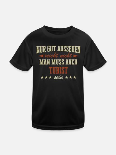 Tuba Tubist Tubaspieler Instrument Spruch - Kinder Funktions-T-Shirt - Schwarz - Vorne