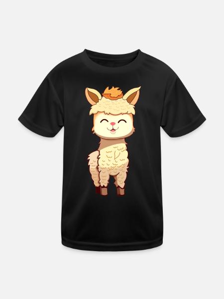 Alpaka - Kinder Funktions-T-Shirt - Schwarz