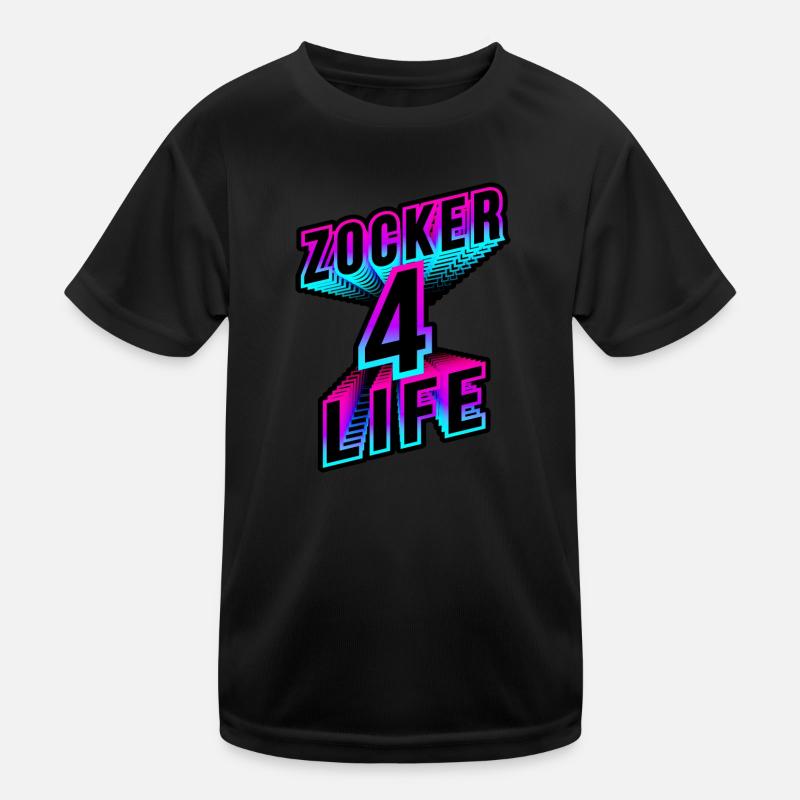 Zocker 4 Life - neon 3d gaming spruch Kinder Funktions-T-Shirt