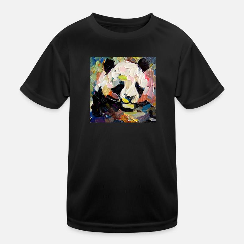 Abstraktes farbiges Ölgemälde eines Pandas Kinder Funktions-T-Shirt