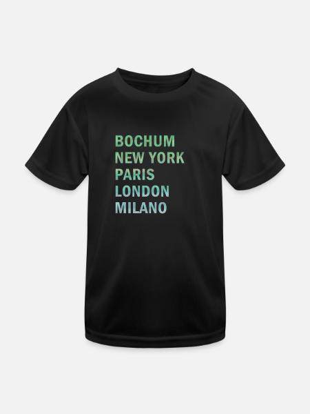 Metropole Bochum - Kinder Funktions-T-Shirt - Schwarz - Vorne