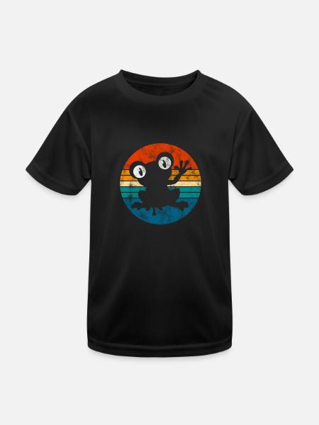 Frosch Frösche Geschenk für Kinder Lustig Witzig - Kinder Funktions-T-Shirt - Schwarz - Vorne