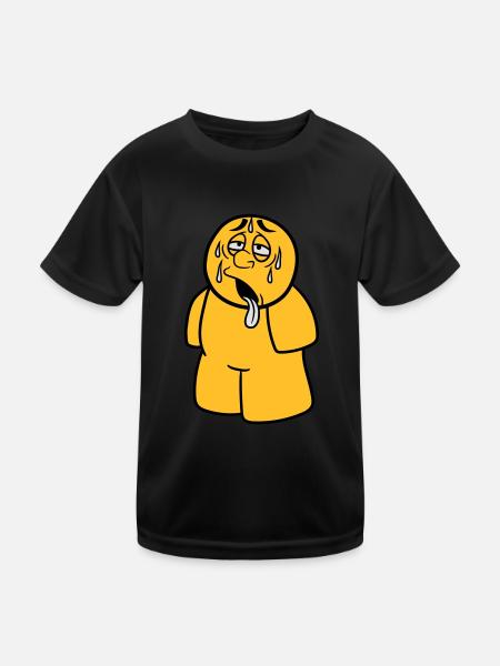 figur mann comic cartoon erschoepft sonne regen tr - Kinder Funktions-T-Shirt - Schwarz