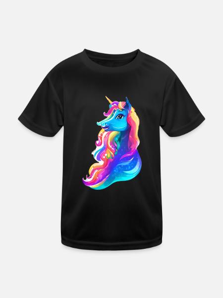 Unicorn Mädchen Einhorn Fabeltier Einhörner - Kinder Funktions-T-Shirt - Schwarz - Vorne