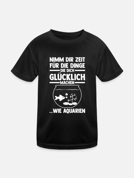 Aquarium Fische Aquaristik - Kinder Funktions-T-Shirt - Schwarz - Vorne