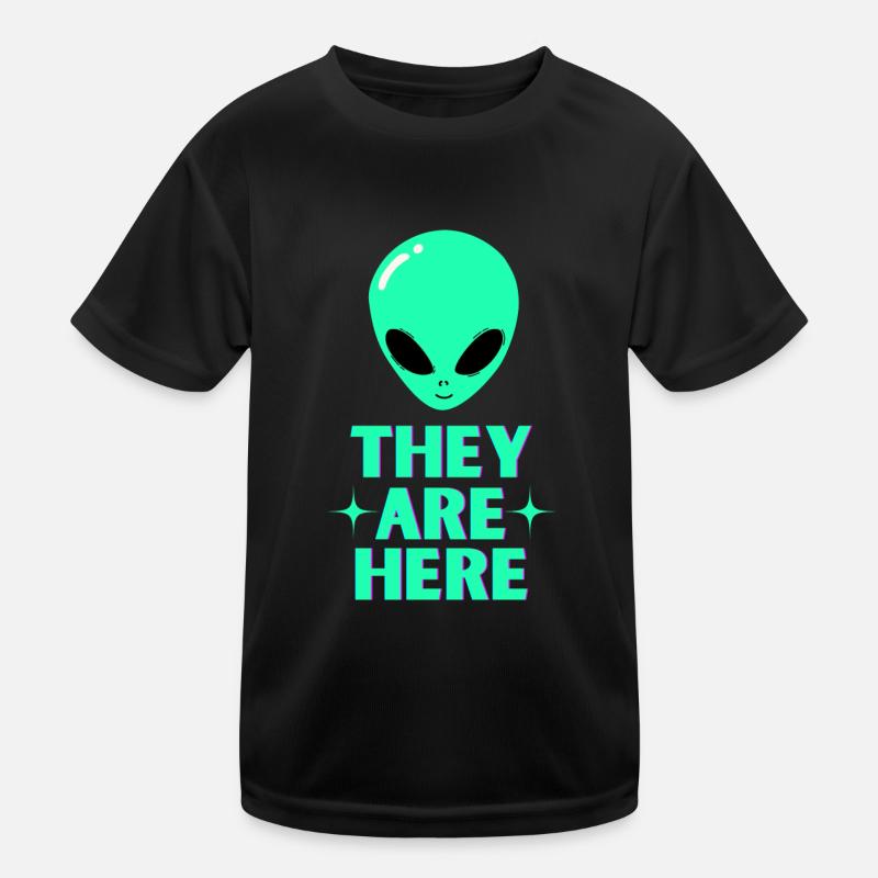 Alien Head They Are Here Kids Functional T-Shirt