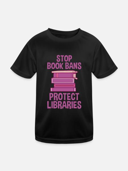 Stop aux interdictions de livres protège les bibliothèques 2 - T-shirt sport Enfant - noir - Devant