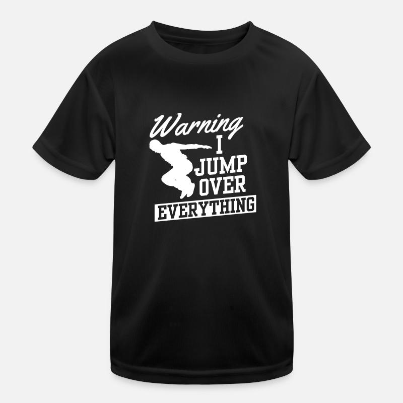 Warnung Ich springe über alles Parkour Runner Geschenk Kinder Funktions-T-Shirt