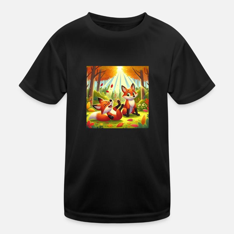 Mignons et joyeux petits renards dans la forêt T-shirt sport Enfant