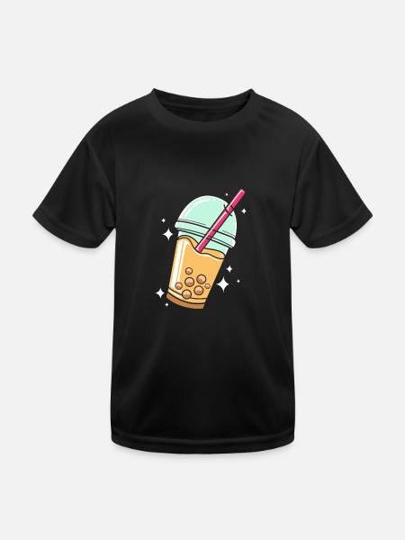 Bubble Tee Boba Tea - Kinder Funktions-T-Shirt - Schwarz - Vorne