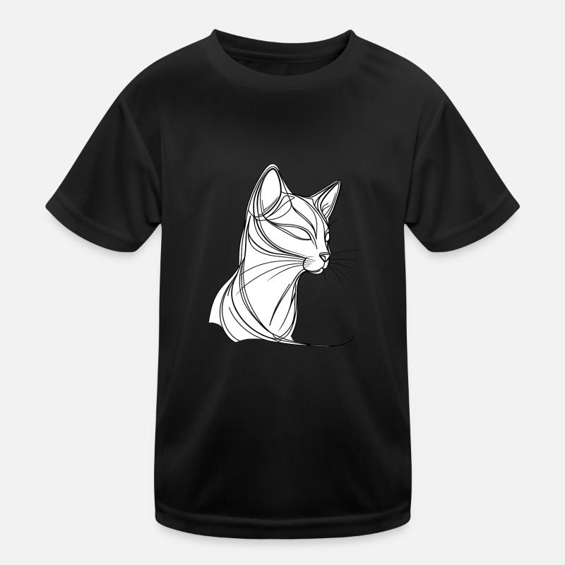 Chat dans l’art au trait fin T-shirt sport Enfant