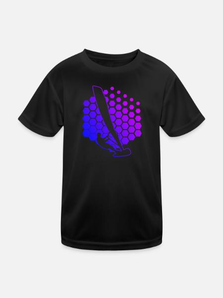 Women's Windsurfing Men's Surfing Windsurfer - Kids Functional T-Shirt - black - Front